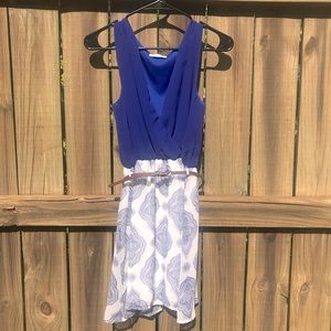 Charlotte Russe Deep V-Neck Dress | XS | Blue